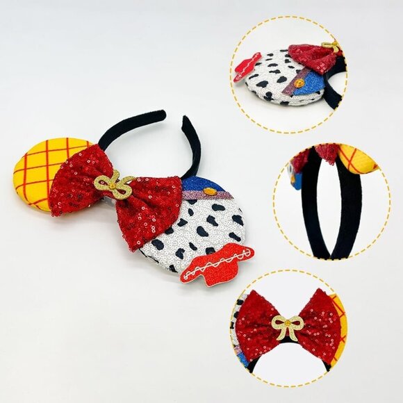 Christmas Mouse Ears Headbands LED Light Sequin Costume Accessories for Women